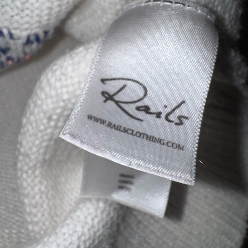 Rails Star Print Sweater Cream Multicolor‎ Cropped Lightweight Pullover small - Picture 3 of 5